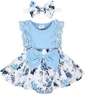 Baby Girl Clothes Newborn Romper Dress Infant Lace Ruffle Sleeveless Summer Outfits with Headband 0-12 Months