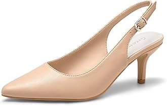 Women's Slingback Kitten Heel Pointed Toe Dress Pumps Shoes, Nude/Pu, 8