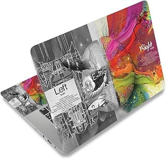 Laptop Decal Sticker Skin Cover, 11.6”12" 13" 13.3" 14" 15" 15.4" 15.6 Laptop Netbook Vinyl Skin Sticker Cover Art Notebook PC Protector (2 Wrist Pad Included), Removable Reusable, Right & Left Brain