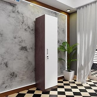 VIKI Wardrobe | Wooden Almirah for Clothes,Door for Bedroom, 1 Door Wardrobe with Doors (Dark Wenge, Frosty White - 40D x 40W x 180H) | 1 Year Warranty | DIY