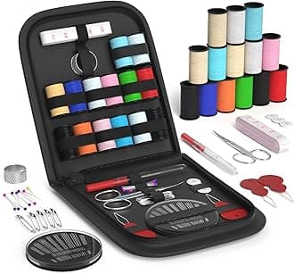 Coquimbo Sewing Kit Christmas Gifts for Women, Grandma, Mom, Adults, Kids, Beginner, Traveler, Emergency, Portable Sewing Supplies Contains Tape Measure, Scissors, Thread, Sewing Needle (Black, S)