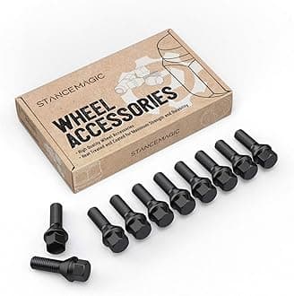 10pcs Extended Black 12x1.5 Lug Bolts (30mm Shank Length, Cone Seat) Not OEM Length - Compatible with BMW 128i 135i 318i 320i 325i 328i 335i M3 525i 528i 530i 535i M5 Z3 Z4 E36 E46 E60 E90 E92 E93