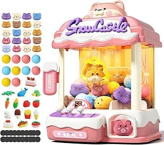 Claw Machine for Kids, Mini Vending Machine with Music, Prize Dispenser Toys for Girls and Boys, Electronic Claw Game Machine for Party Birthdays, Includes 45 Mini Toys (Medium)