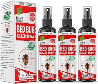 Home-Secure bed bug Killer Spray | Powerfull Herbal bed bug Spray with Instant Action, Long Lasting Protection | Organic Chemical-free bedbug repellent for home (100mlx3)