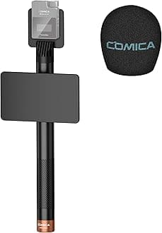 COMICA HR-WM Interview Handheld Adapter for Rode Wireless GO ME/BoomX-D/D Pro/BoomX-U Wireless Lavalier Microphone, Mic Handle for News Report, TV Interview and Video Shooting, etc.(with Windscreen)