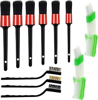 Auto Car Detailing Brush Set 11 PCS Detailing Brushes Set Car Cleaning Brush Kit,Car Interior Cleaning Kit Washing Tools for Cleaning Wheels, Tire,Exterior, Leather, Air Vent Detailing Kit