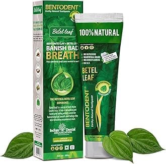 Bentodent Fluoride Free Remineralizing Calcium Bentonite Clay Natural Toothpaste-Certified Organic Ingredients-SLS Free,Vegan, Sensitive and Teeth Whitening - Adult & Kids (Betel Leaf)