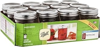 Ball Mason 4oz Quilted Jelly Jars with Lids and Baands, Set of 12 RM Half Pint transparent 60000