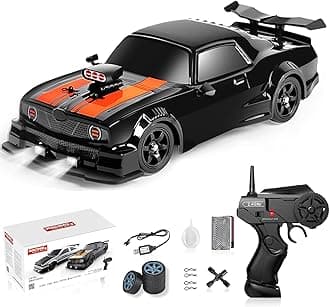GoolRC Remote Control Drift Car Electric Car Fast&Furious Cars Rc Cars 1/16 Remote Control Spray Car 2.4Ghz 4Wd Remote Control Race Car Kids Gift For Kids Boys With Led Lights Tires Replaceable,Black