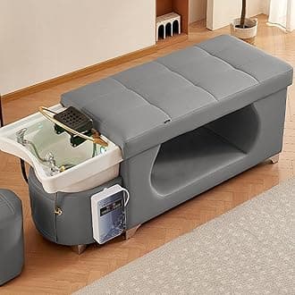 Water Heater Salon Shampoo Bed, Head Therapy Constant Temperature Shampoo Bed, Water Circulation Hair Care Fumigation Beauty Massage Bed,Gray