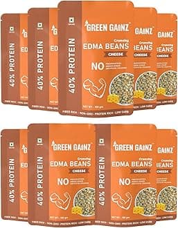 Green Gainz Roasted Edma Beans (Edamame) Cheese Flavour (pack of 9-100gm each) | 100% Veg High Protein Snack | No Added Sugar | Non-GMO | Rich in Fiber | No Gluten