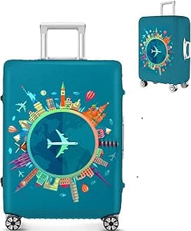 Travel Luggage Cover Thicker Spandex Suitcase Protector Elastic Washable Baggage Covers (S (for 19-20 inch luggage), World)