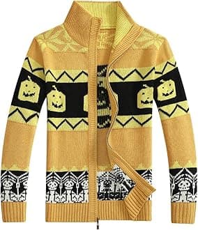 Kedera Men's Cardigan Sweaters Stand Collar Cable Thick Knitted Full Zip Sweater with Pattern