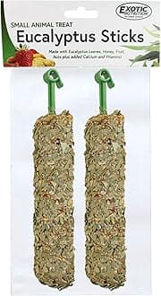 Exotic Nutrition Eucalyptus Sticks - Healthy Vitamin-Fortified Crunchy Chew Treat - Natural Treat for Sugar Gliders - Made with Eucalyptus Leaves, Oats, Fruit, Honey