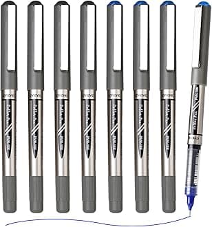 EYEYE Rollerball Pens Extra Fine Point Quick Dry 4 Black 4 Blue 0.5mm Liquid Ink Needle Tip Pens Fine Point Smooth Writing Pen for Journaling, Note Taking, Office, School Supplies