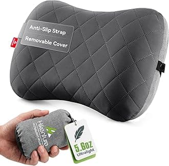 Camping Pillow with Removable Cover - Ultralight Inflatable Pillow for Neck Lumbar Support - Upgrade Backpacking Pillow - Washable Travel Air Pillows for Camping, Hiking, Backpacking