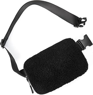 TelenaBelt Bag for Women Men Fashionable Crossbody Fanny Pack for Women Trendy Waist Bag with Adjustable Strap Fleece Black