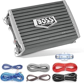 AR1500MK Car Amplifier and 8 Gauge Wiring Kit - 1500 Watts Max Power, 2/4 Ohm Stable, Class AB, Monoblock, Mosfet Power Supply, Remote Subwoofer Control