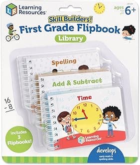 Learning Resources Skill Builders! First Grade Flipbook, Library First Grade, Learning Activities, Educational Toys for First Graders, Toddler Activity Book, 3 Pieces, Ages 6+