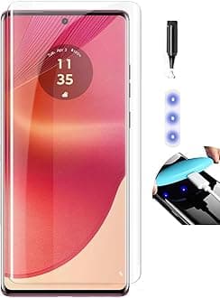 NISHTECH Advanced HD+ Curved UV Tempered Glass Full Screen Protector Designed for Moto Edge 50 Fusion 5G || Full Screen Coverage with Easy Installation Kit (Anti-Scratch)
