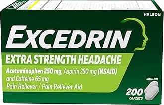 ExcedrinExtra Strength Pain Relief Caplets For Headache Relief, Temporarily Relieves Minor Aches And Pains Due To Headache - 200 Count