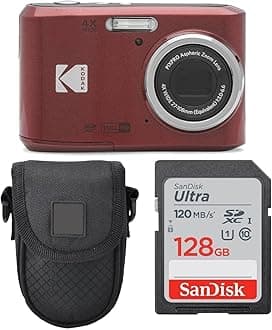 Kodak PIXPRO FZ45 Digital Camera + Point & Shoot Camera Case + Sandisk 128GB SDXC Memory Card