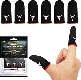 6 Pack Mobile Phone Gaming Finger Sleeves, Nuozme Finger Sleeves Compatible with All Touchscreen Devices, 0.15mm Superconducting Nanofibers, Smooth Feel, Anti-Sweat, Extremely Thin, Red Edge