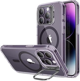 ESR for iPhone 14 Pro Case, Compatible with MagSafe, Built-in Camera Ring Stand, Military-Grade Protection, Magnetic Phone Case for iPhone 14 Pro, Classic Kickstand Case (HaloLock), Clear Purple