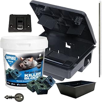 Rodent Bait Station Box With Rodent Grain Bait Rat bait Boxes & Rat Grain Baits Rodent Control Grain Bait Box With Mouse Grain Bait Professional kit 1 Bait Station & Pack of 300g Block Sapphire Tub