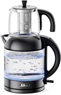 Feller Germany 2200W 2-in-1 Teamaker, 2L Glass Kettle+1L Teapot by German Technology, STRIX, Keep-Warm+Boil-Dry+Overheat, Stainless Steel Teapot Kit, TS288, 2Y Guarantee-UAE Version (Platinum)