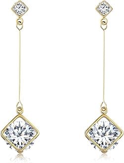 SBLING18K Gold Plated or Platinum Plated Cubic Zirconia Drop Earrings (3.9 cttw)