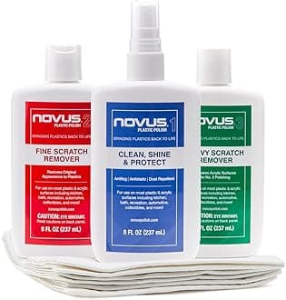 NOVUS-PK1-8 | Plastic Clean & Shine #1, Fine Scratch Remover #2, Heavy Scratch Remover #3 and Polish Mates Pack | 8 Ounce Bottles