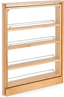 Rev-A-Shelf Pull Out Shelf Organizer for Base Kitchen or Bathroom Cabinets, Wood Filler Pantry Storage or Spice Rack, Maple, 3" x 23" x 30", 432-BF-3C