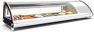 KoolMore 60 in. Glass Sushi Display Case Refrigerator ETL Listed with Stainless Steel Trays, Countertop Storage with Rear Access, Temperature Control, and LED Lighting in White (KM-SR60-WH)