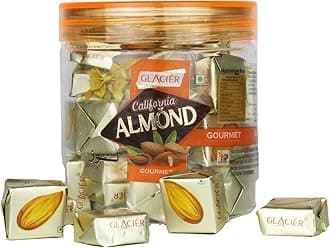 Glacier California Almond Gourmet Toffee | Soft and Tasty Real California Badaam Flavor Toffees | California Almond Toffee | Healthy & Tasty Toffees | Gift | Pack of 1/40 pcs / 250gms
