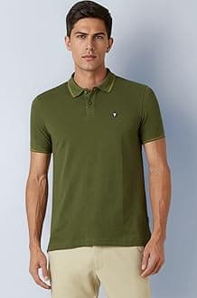 Van Heusen Men's Cotton Solid Regular Fit Collar Polo T-Shirt