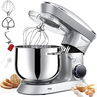 Vezzio9.5 Qt Stand Mixer, 10-Speed Tilt-Head Food Mixer, 660W Kitchen Electric Mixer with Stainless Steel Bowl, Dishwasher-Safe Attachments for Most Home Cooks (Silver)
