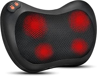 iKristin Back Neck Massager,Shiatsu Massage Pillow with Heat, Deep Tissue Kneading Massagers for Shoulder, Legs, Electric Back Massager for Home & Car, Black