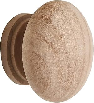 15pcs Wood Drawer Knobs, Unfinished Wooden Cabinet Dresser Knobs Furniture Pull Handles (Diameter: 1.34 Inches, Height: 1 Inch)