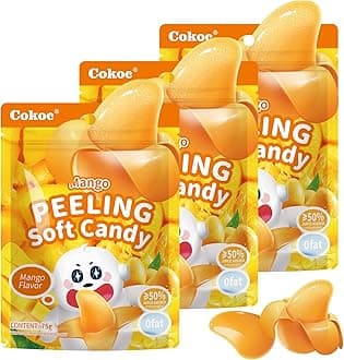 COKOC Peelable Gummies Mango,Peeling Gummies Mango Candy,Individual Packaging 2.64oz Bag Fruit Peelable Candy(Pack of 3) Easter Candy Bag