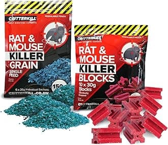 Rat & Mouse Killer Poison Sachet Pack - 300g Rat and Mouse Poisoning Poison Block Sachet & 150g Rat and Mouse Poison Grain Killer Poison Sachet - Super Strength Rodent Poison.