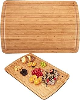 30" Extra Large Bamboo Cutting Boards for Kitchen, Wooden Chopping Board with Juice Groove, Reversible Butcher Block Cutting Board Carving Board for Meat Turkey Veggies, 30 x 20 Inch