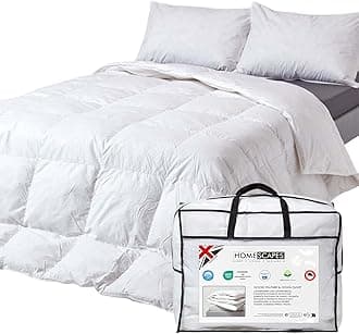 HOMESCAPES Super King Duvet 4.5 Tog, Luxury Ethical Goose Feather & Down Quilt, Anti Allergy 100% Cotton Cover Down-Proof Summer Bed Duvets, Washable, RDS & OEKO-TEX Certified