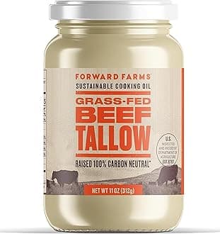 100% Carbon Neutral Raised Grass-Fed & Grass-Finished Beef Tallow | Premium Pure Cooking & Frying Fat for Keto, Paleo, Whole30 | 11 oz Jar (1 Pack)