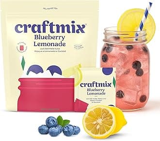 Craftmix Blueberry Lemonade Mix, 12 Packets, Easy Powder Drink with Real Fruit, Low-Sugar, Vegan, Low-Carb, Non-GMO, Dairy-Free, Gluten-Free, Flavored Water Enhancer, On-the-Go Water Flavoring Packets