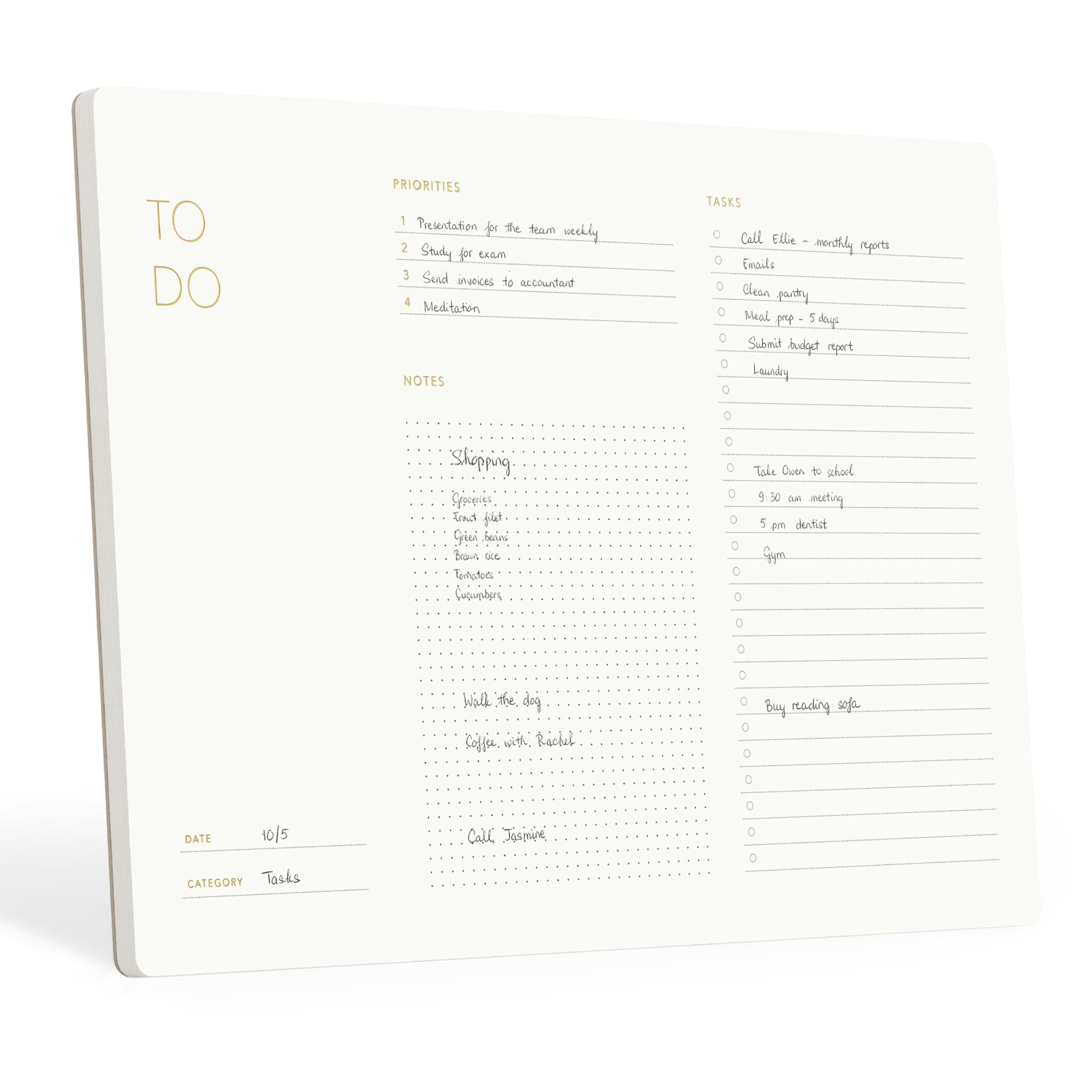 Elegant To Do List Notepad with Mouse Pad Feature, 11.22" x 7.87", 50 Tear-Off Sheets, Gold Foiled, Daily Planning, Eco-friendly To Do List Planner, FSC™ Certified To Do List Notebook for Work