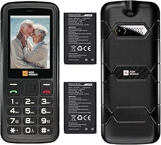 AGM M9 Basic Mobile Phone, 4G LTE Unlocked Dual SIM, 3 Card Slots/128GB TF Expand, Large Buttons & Font, Speed Dial, FM Radio & Flashlight, IP68 Waterproof/Drop-Proof/Dustproof, Extra Battery Included