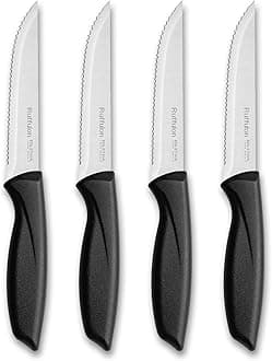 Steak Knife Set Of 4,Steak Knives,Serrated Edge Stainless Steel Steak Knives,Sharp Dinner Knives With Ergonomic Handle,Kitchen Knife Set For Home, Restaurant,Dishwasher Safe,Rust-Proof