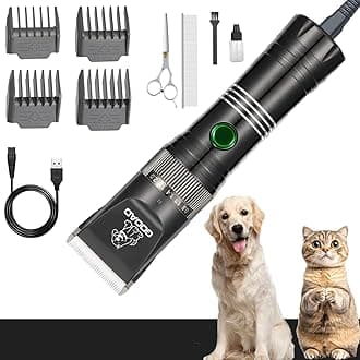 Dog Clippers for Grooming, Cordless,Low Noise, Electric Quiet,Rechargeable, Dog Trimmer Grooming Kit, Pet Hair Clippers for Thick Coats, Shaver Clippers for Small and Large Dogs Cats,Black