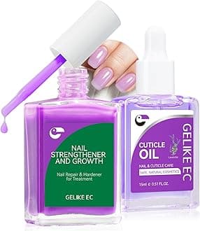 Gelike EC Nail Kit for Beginners: Purple Easy-Use nail polish strengthener & Lavender Oil for Thin Weak Nails - for Stress Relief - Repair Split Nails - Spa & Night Care Routine
